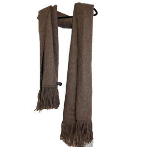 Alpaca wool brown warm and cozy 80 inch length scarf  fringe #1903